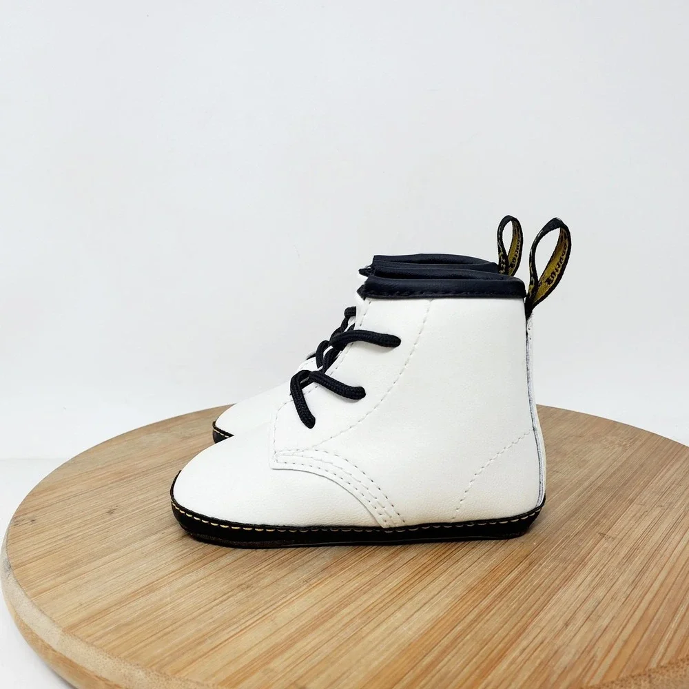 Dr Martens Boots Baby 3‎ White Lace Up 1460 Crib Shoes Infant Boys Girls